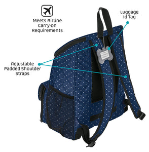 Overnight Dog Backpack In Navy / White Dots